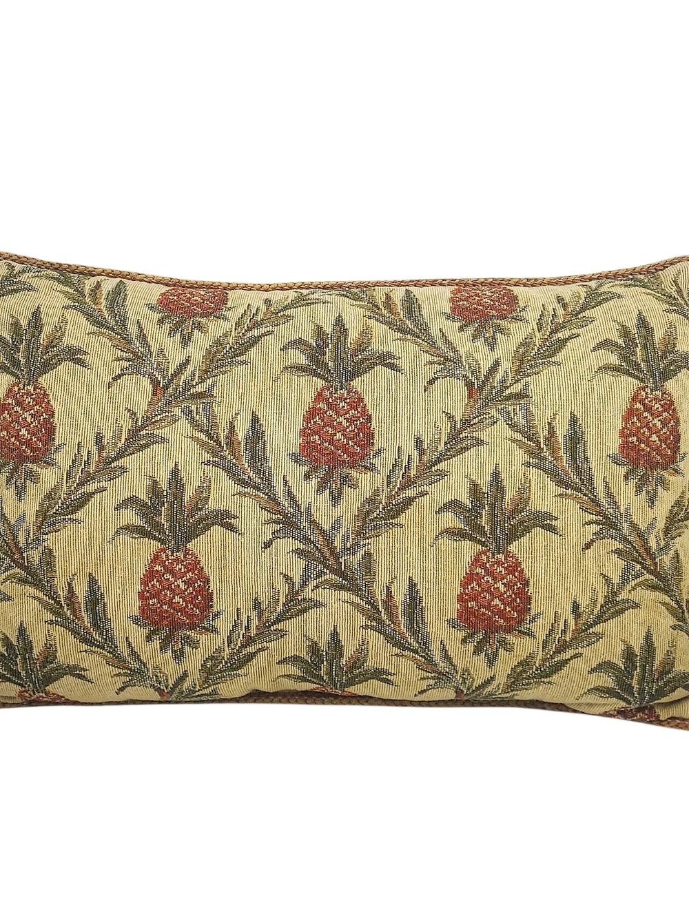 VTG Pineapple Jacquard Tapestry Decorative 18'x11' Lumbar Braided Piping Pillow